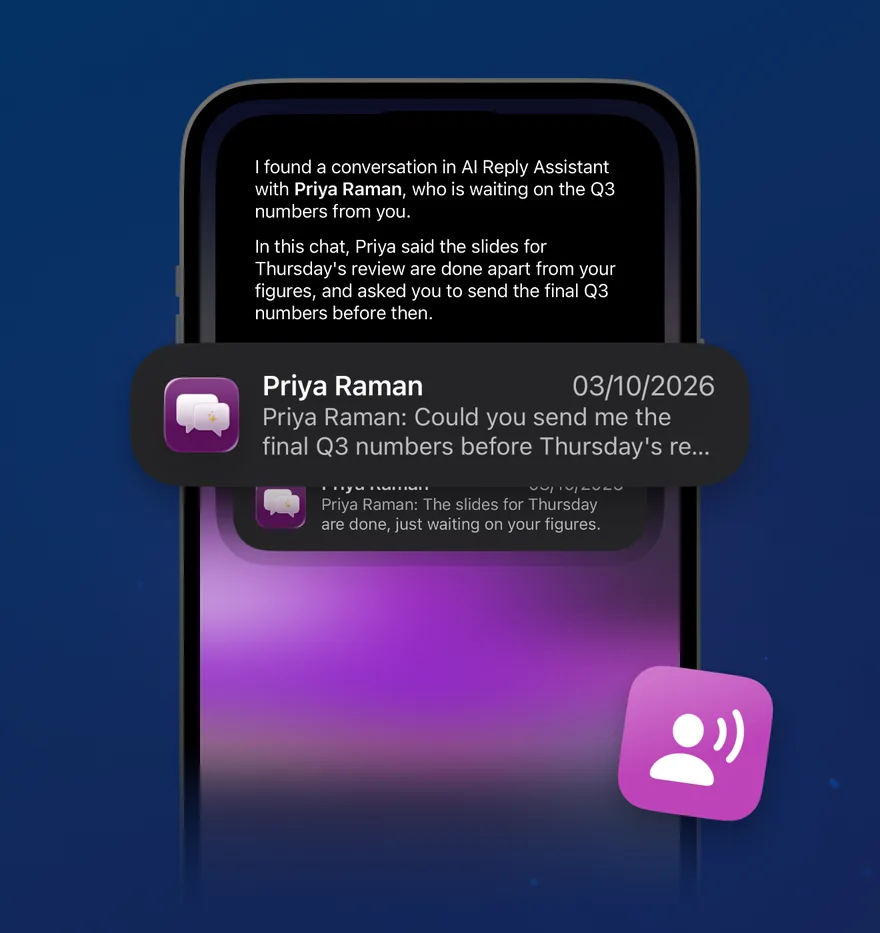 Siri answering a question with what was said in a chat