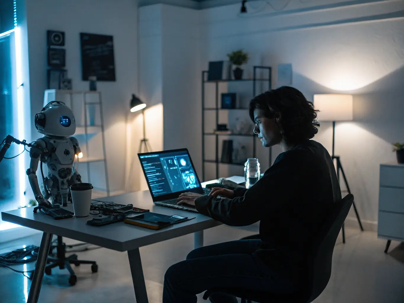 A person using Flowbie's AI Reply Assistant on their laptop, with a clean and intuitive interface displayed on the screen. The setting is a modern, bright office, emphasizing productivity and ease of use.