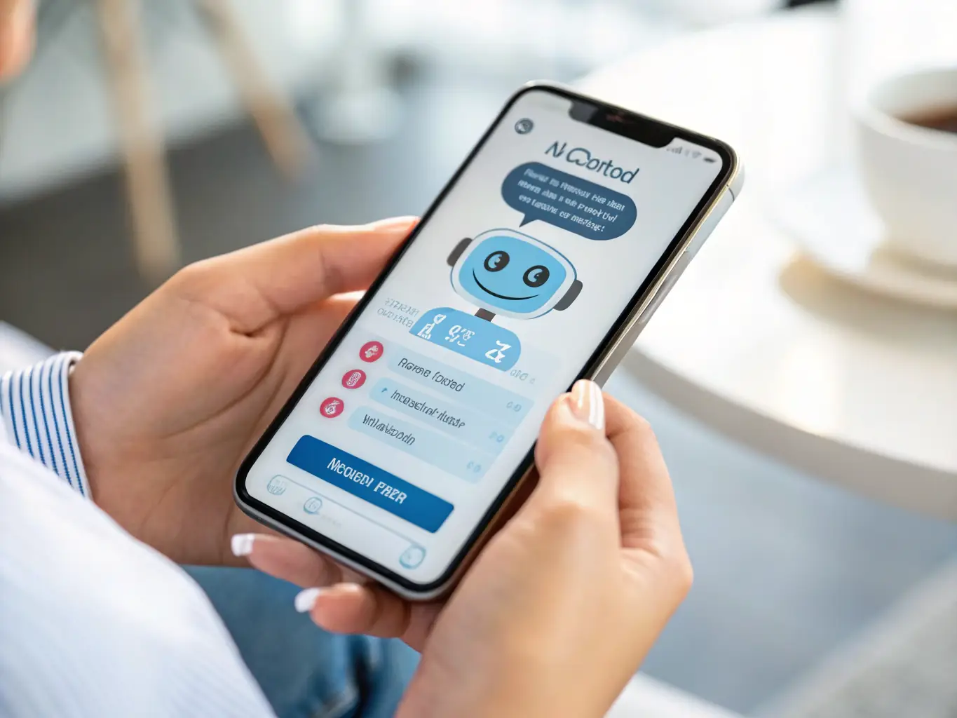 A clean, intuitive user interface of Flowbie's AI Reply Assistant on a smartphone, showcasing its ease of use and seamless integration into a messaging app.